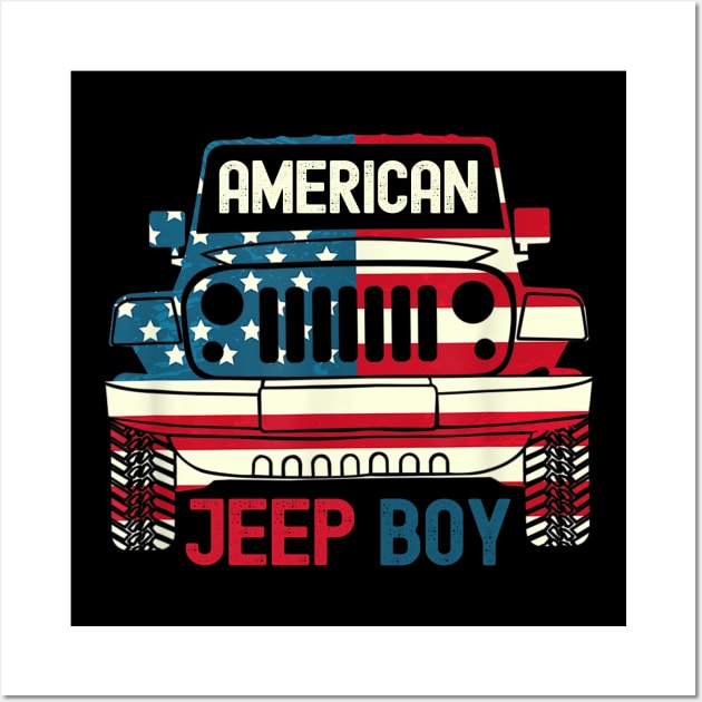 American Jeep Boy Usa flag jeep Wall Art by Oska Like